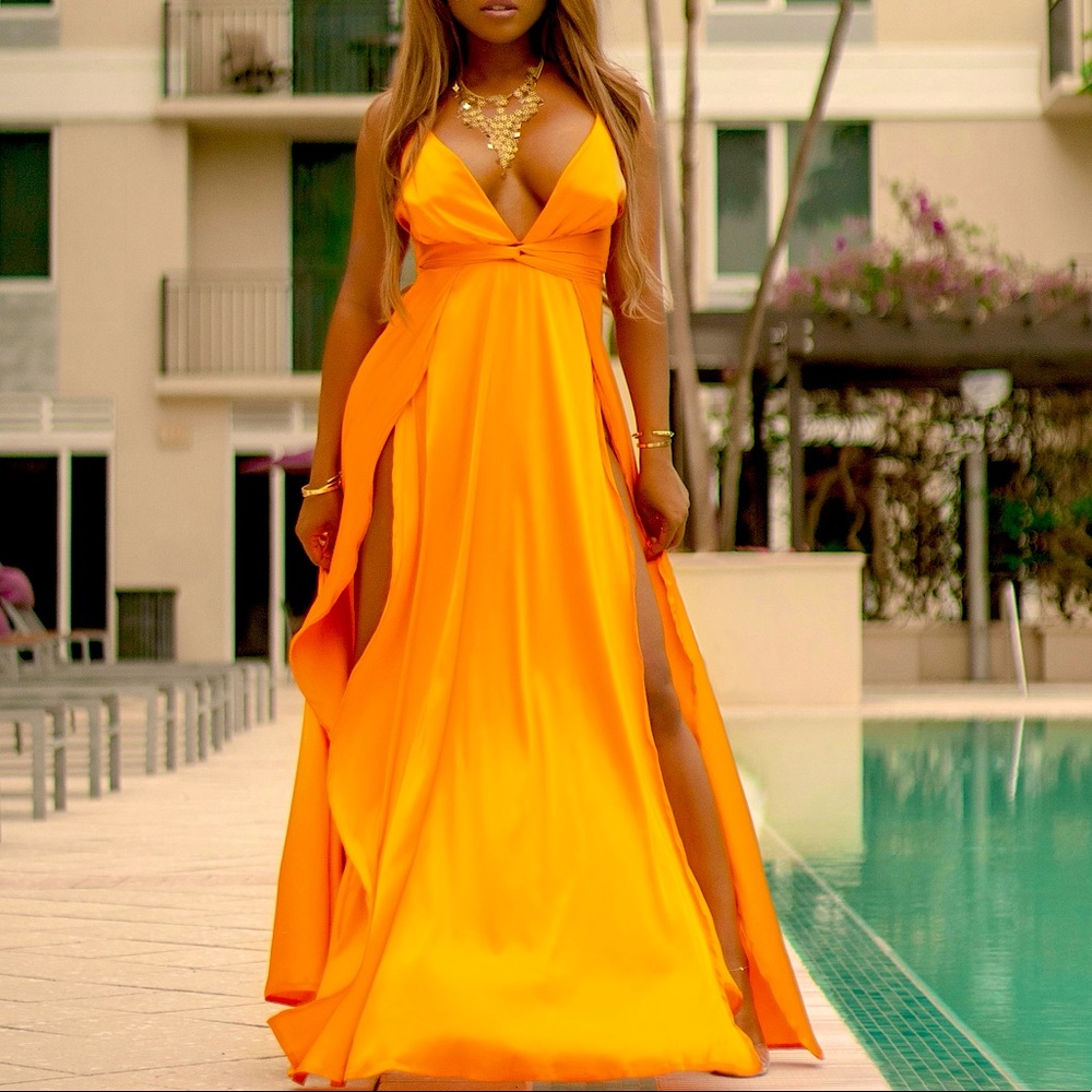 Vacation sexy Maxi double slit dress